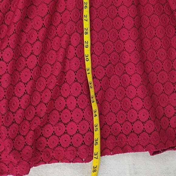 Rabbit Rabbit Rabbit Fuchsia (Off Red) Lace Dress Midi Length 3/4 Sleeve Size 16 - Picture 9 of 11
